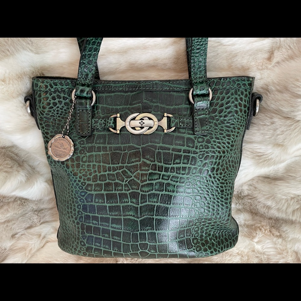NWOT Patricia Nash Leather Green Croc Lundy Tote Purse Handbag